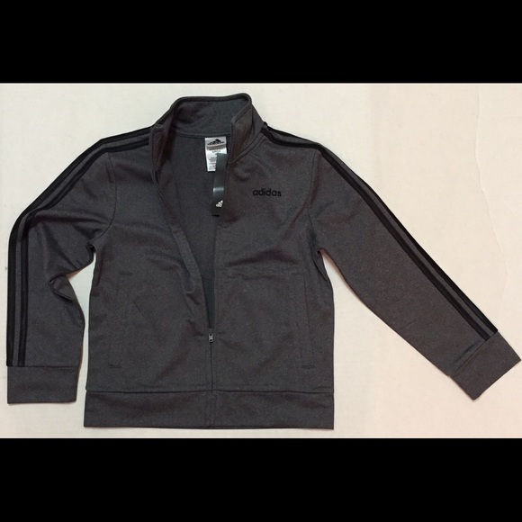 Adidas Youth Iconic Gray Black Track Jacket Size 8 - Picture 2 of 8